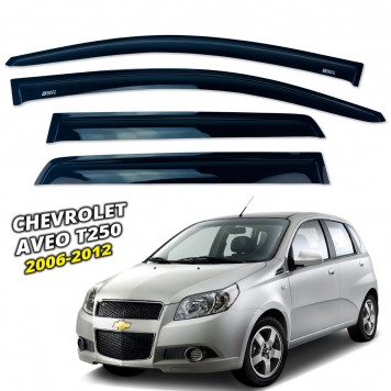 Дефлекторы окон Chevrolet Aveo T250 2006-2012 4D накладные (DEFL) Q2